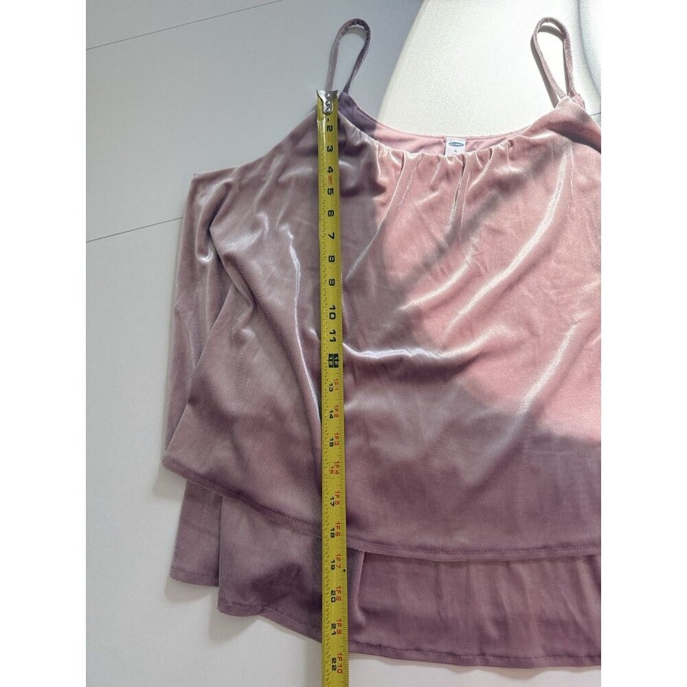 Y2K Old Navy Women’s XL Velvet Spaghetti Strap Tank Top Pink Romantic Fairy Core - Picture 9 of 11